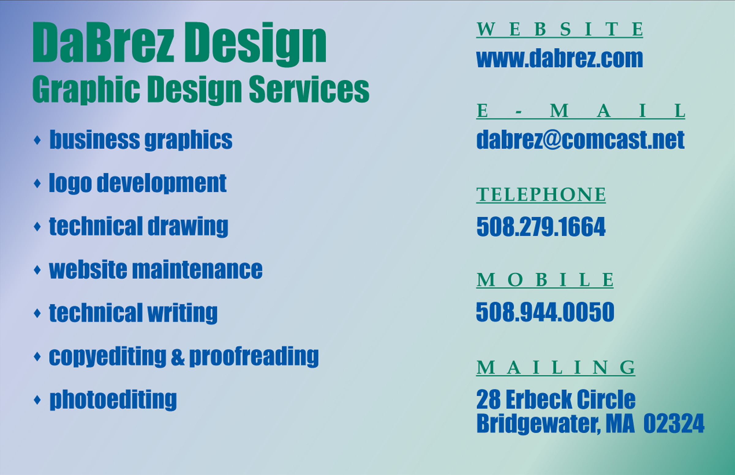 Ways to contact DaBrez Design